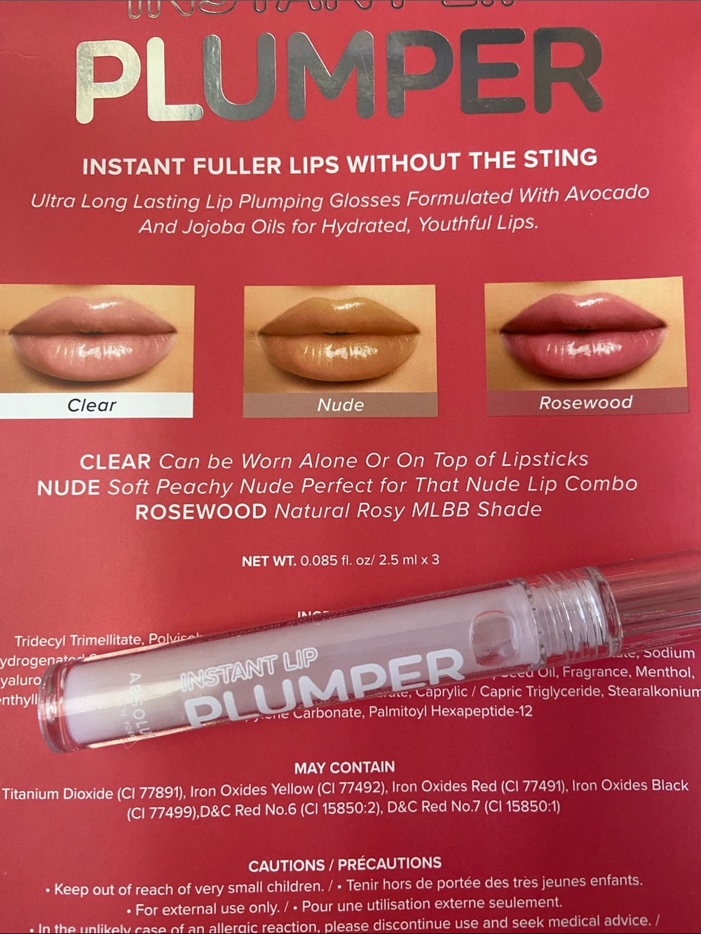 🆕 Instant Lip Plumper Gloss - Clear 2.5ml